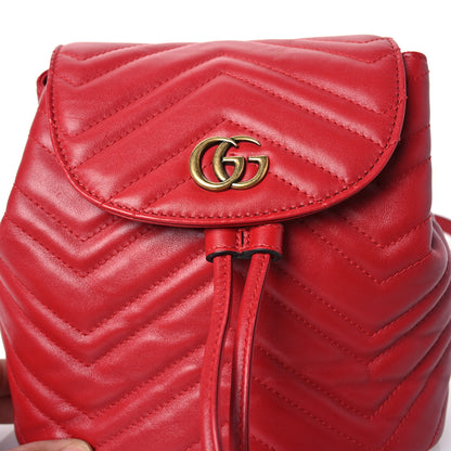 Gucci Calfskin Matelasse GG Marmont Flap Backpack Hibiscus Red 8 of 11