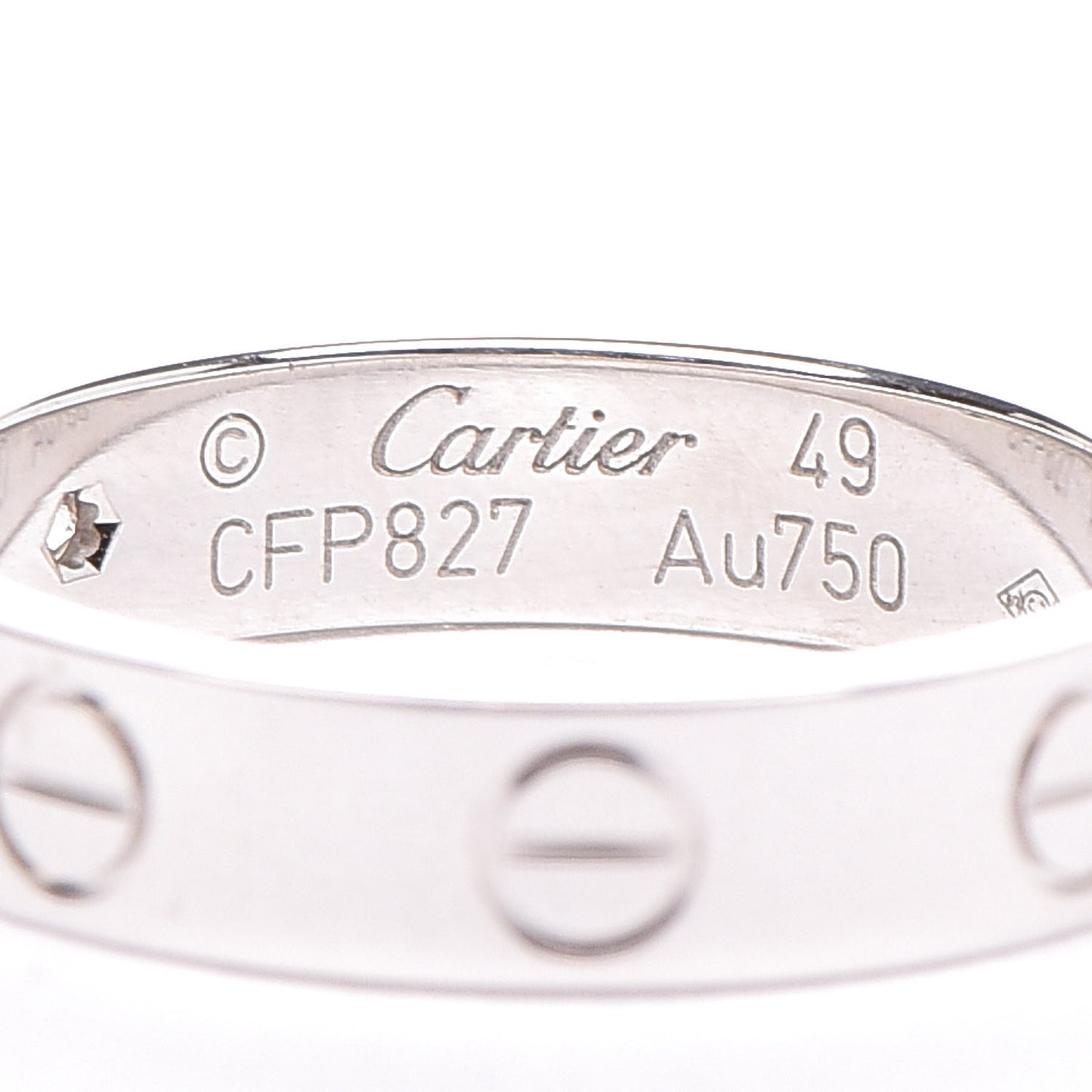18K White Gold Diamond LOVE Wedding Band Ring 49 4.75