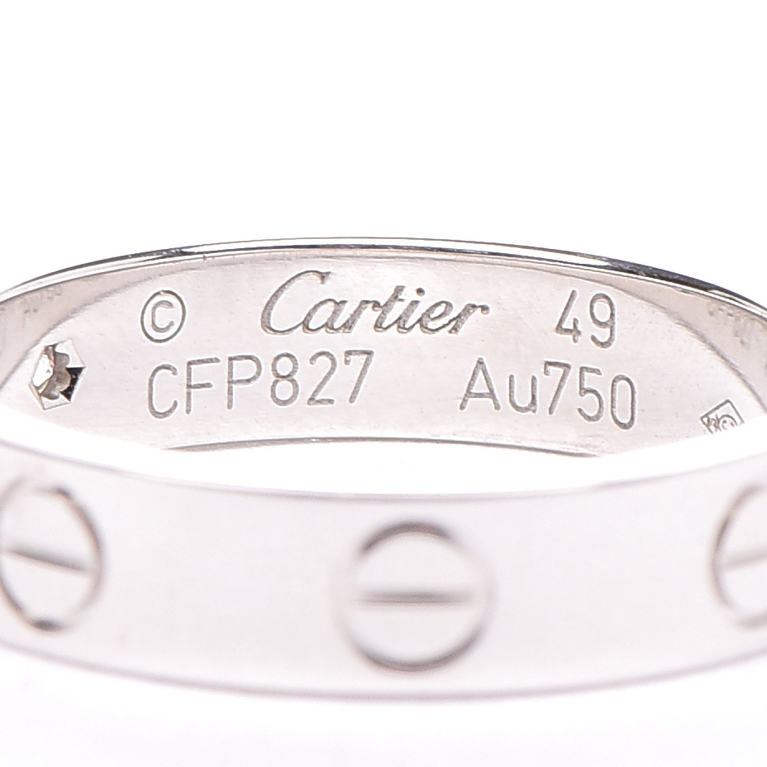 Cartier 18K White Gold Diamond LOVE Wedding Band Ring 49 4.75 4 of 6