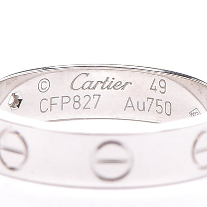 Cartier 18K White Gold Diamond LOVE Wedding Band Ring 49 4.75 4 of 6