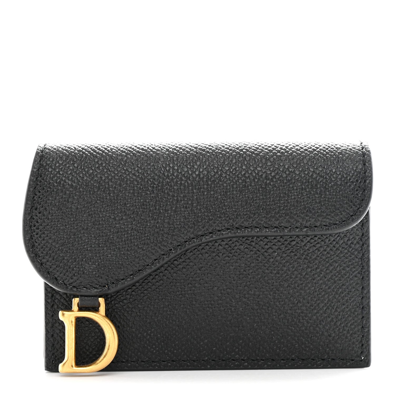 Christian Dior Grained Calfskin Saddle Card Holder Black 1 of 7