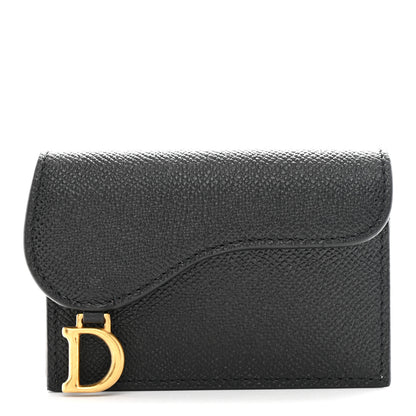 Christian Dior Grained Calfskin Saddle Card Holder Black 1 of 7