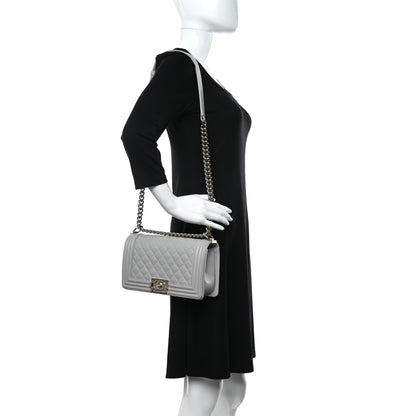 Chanel Caviar Quilted Medium Boy Flap Light Grey 2 of 11