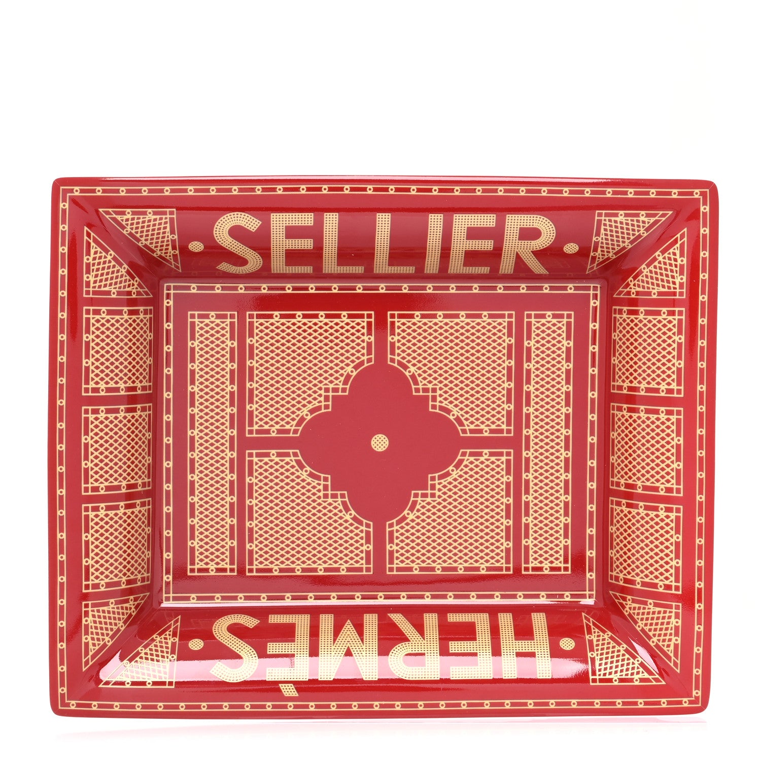 Hermes Porcelain Sellier Change Tray Rouge Or 1 of 7