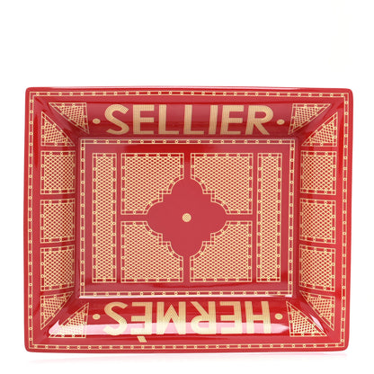 Hermes Porcelain Sellier Change Tray Rouge Or 1 of 7