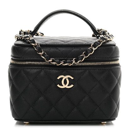 Chanel Caviar Quilted Small Top Handle Vanity Case With Chain Black 1 of 11