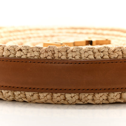 Saint Laurent Raffia Calfskin Round Bag Natural Brick 9 of 11