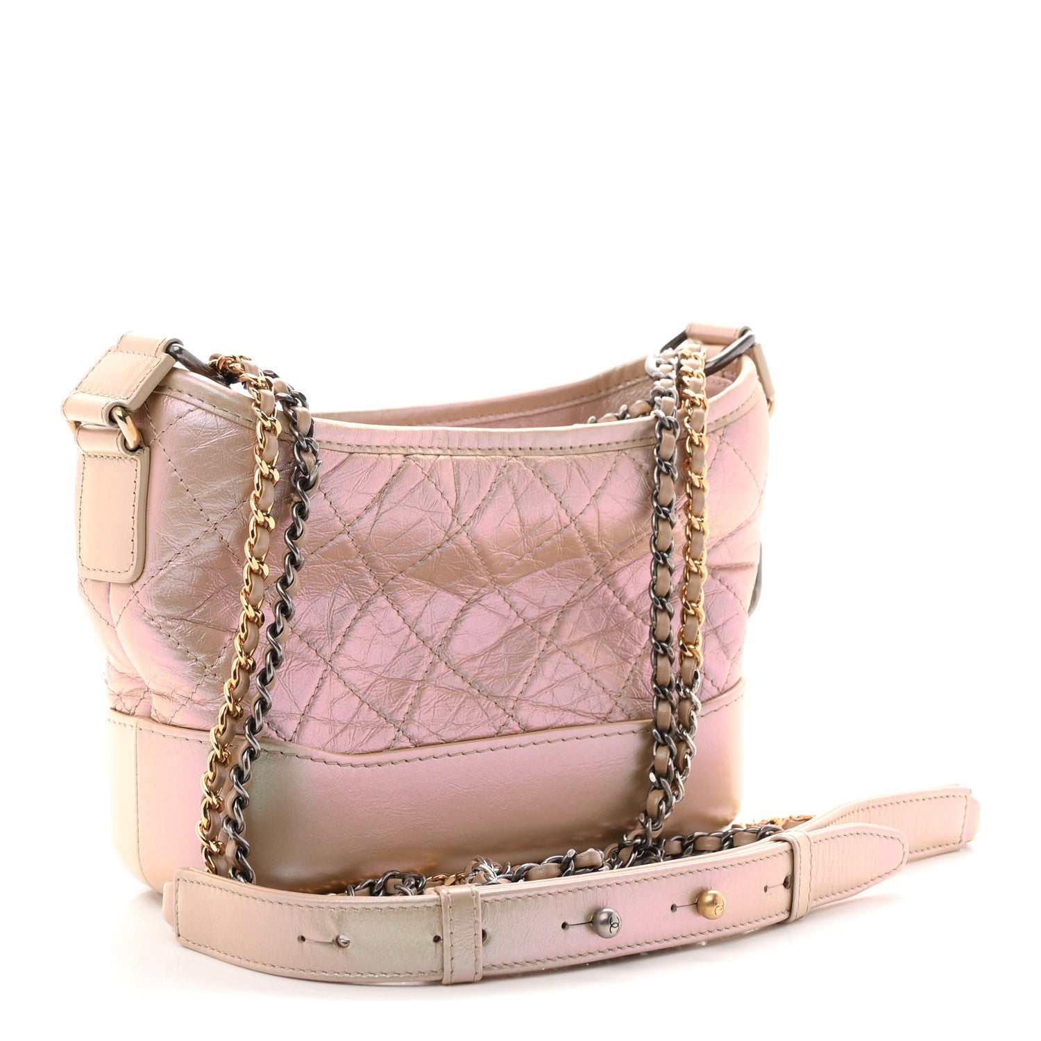 Chanel Iridescent Aged Calfskin Quilted Small Gabrielle Hobo Light Pink 3 of 10
