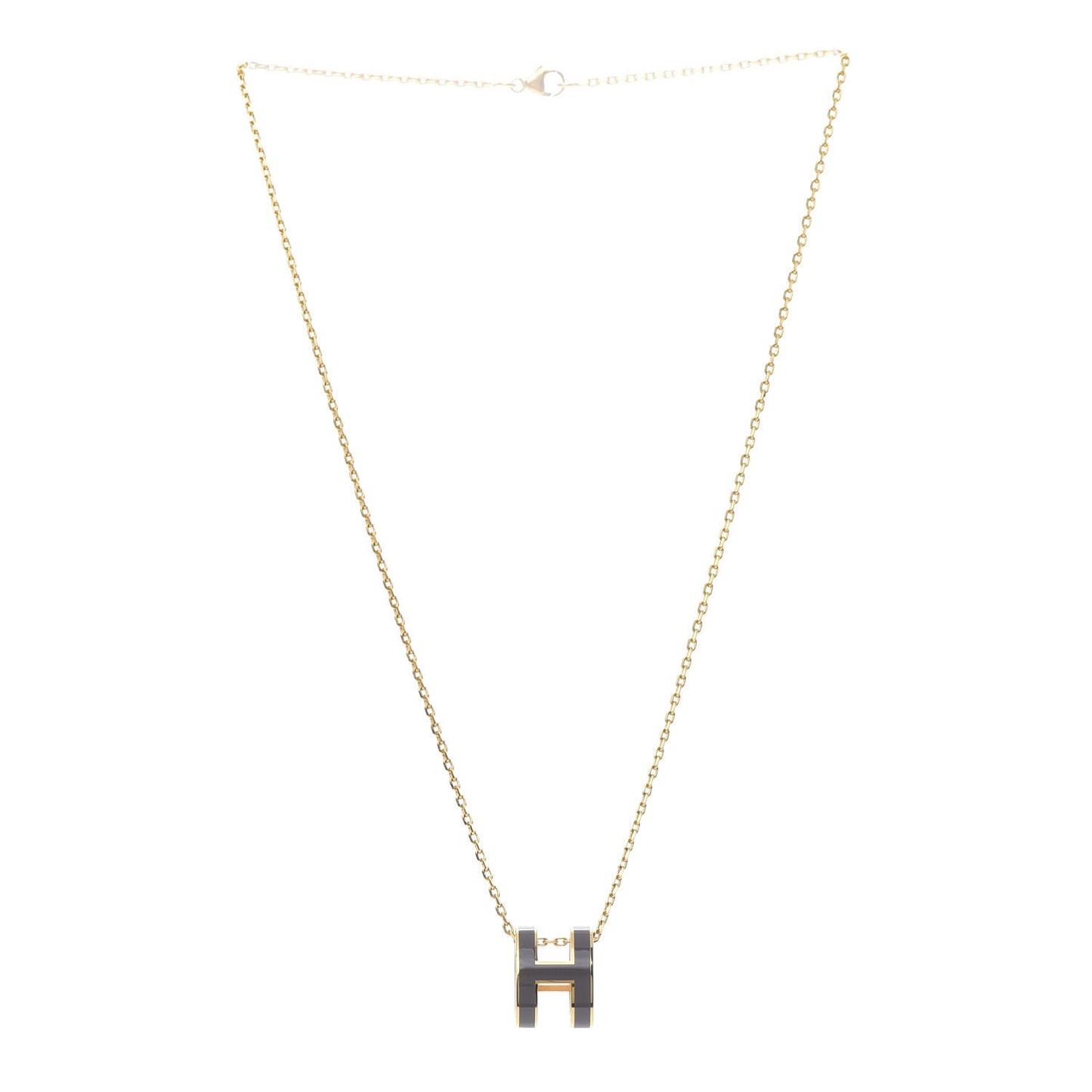 Lacquered Gold Pop H Pendant Necklace Etain