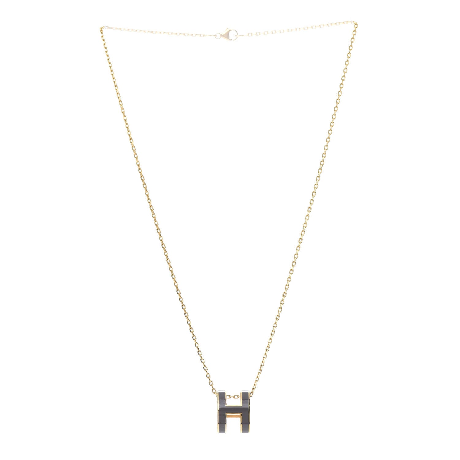 Hermes Lacquered Gold Pop H Pendant Necklace Etain 3 of 5