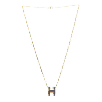 Hermes Lacquered Gold Pop H Pendant Necklace Etain 3 of 5