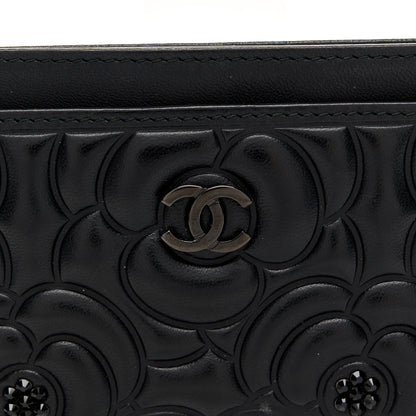 Chanel Lambskin Camellia Embossed Card Holder So Black 8 of 11