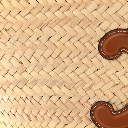 Celine Raffia Calfskin Triomphe Medium Panier Tan 14 of 16