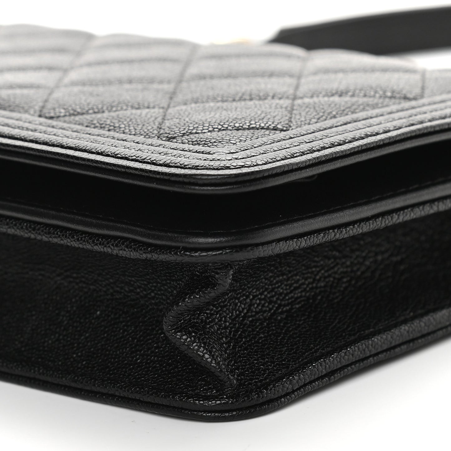 Caviar Quilted Boy Wallet On Chain WOC Black