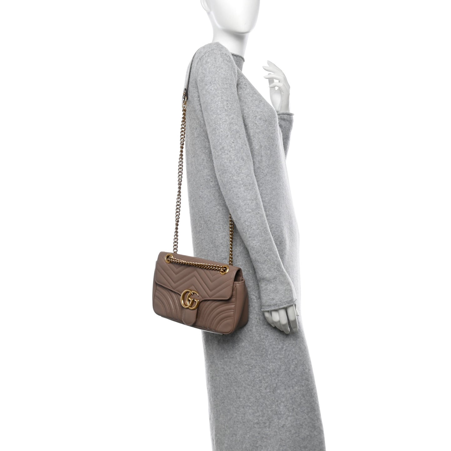 Calfskin Matelasse Small GG Marmont Shoulder Bag Porcelain Rose