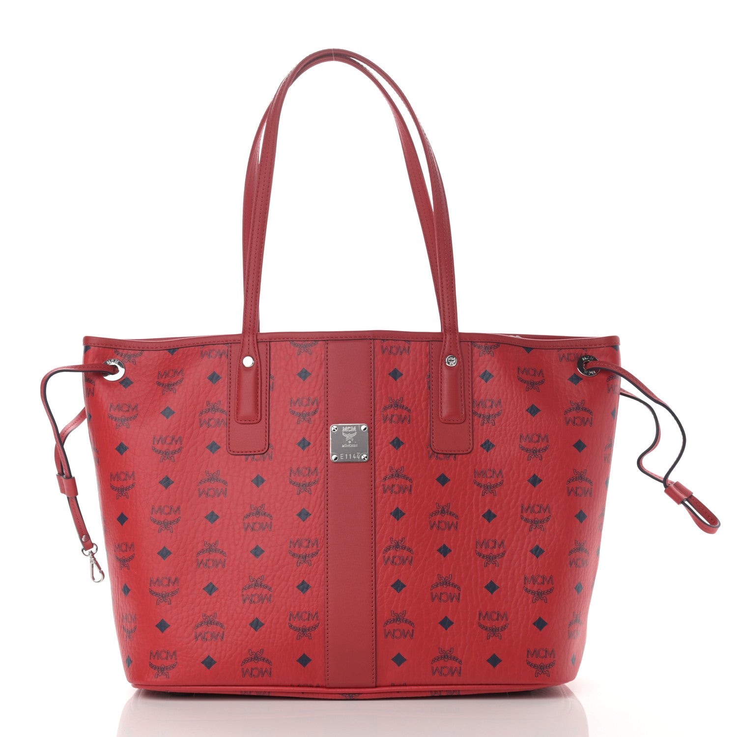 MCM Visetos Medium Liz Reversible Shopper Tote Ruby Red 3 of 15