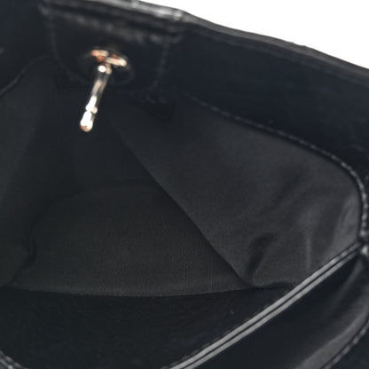 Chanel Crumpled Calfskin Quilted Chain Drawstring Bucket Bag Black 5 of 11