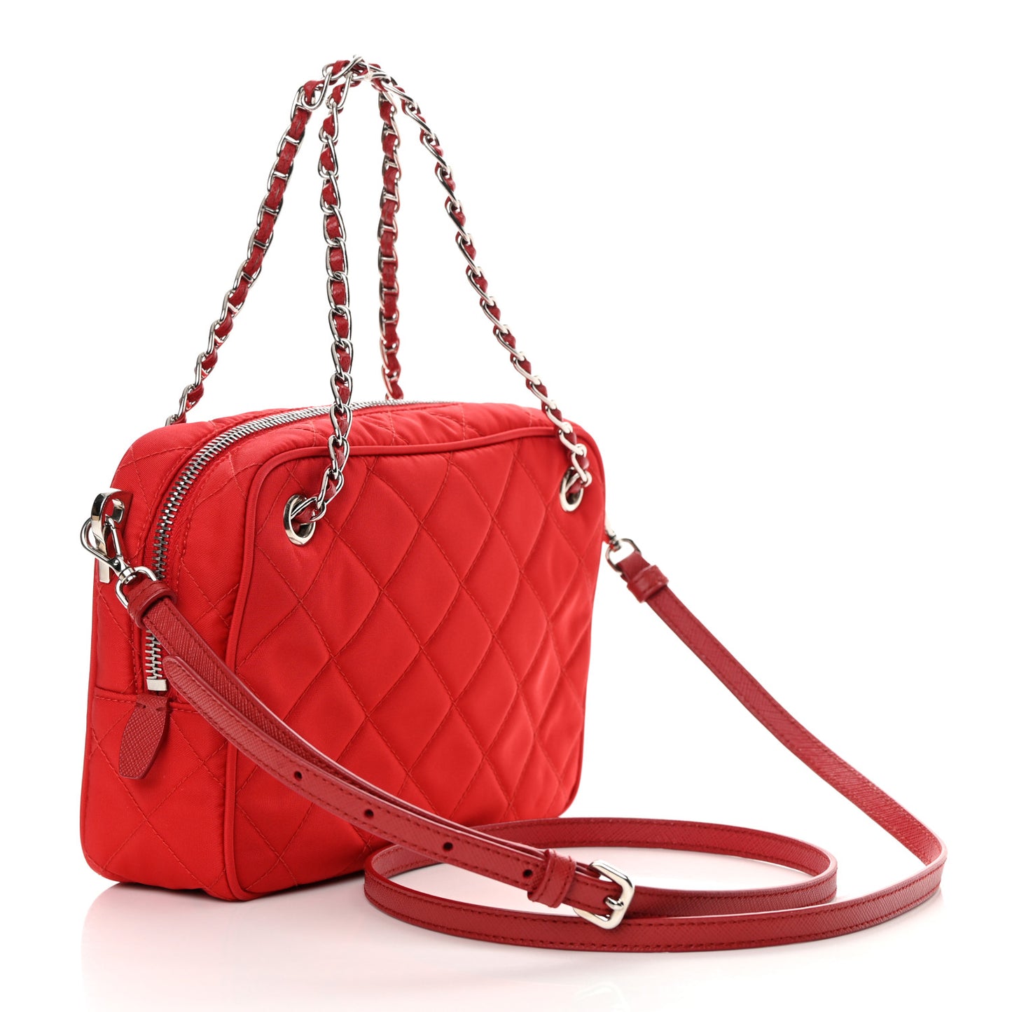 Nylon Tessuto Impuntu Quilted Crossbody Bag Rosso