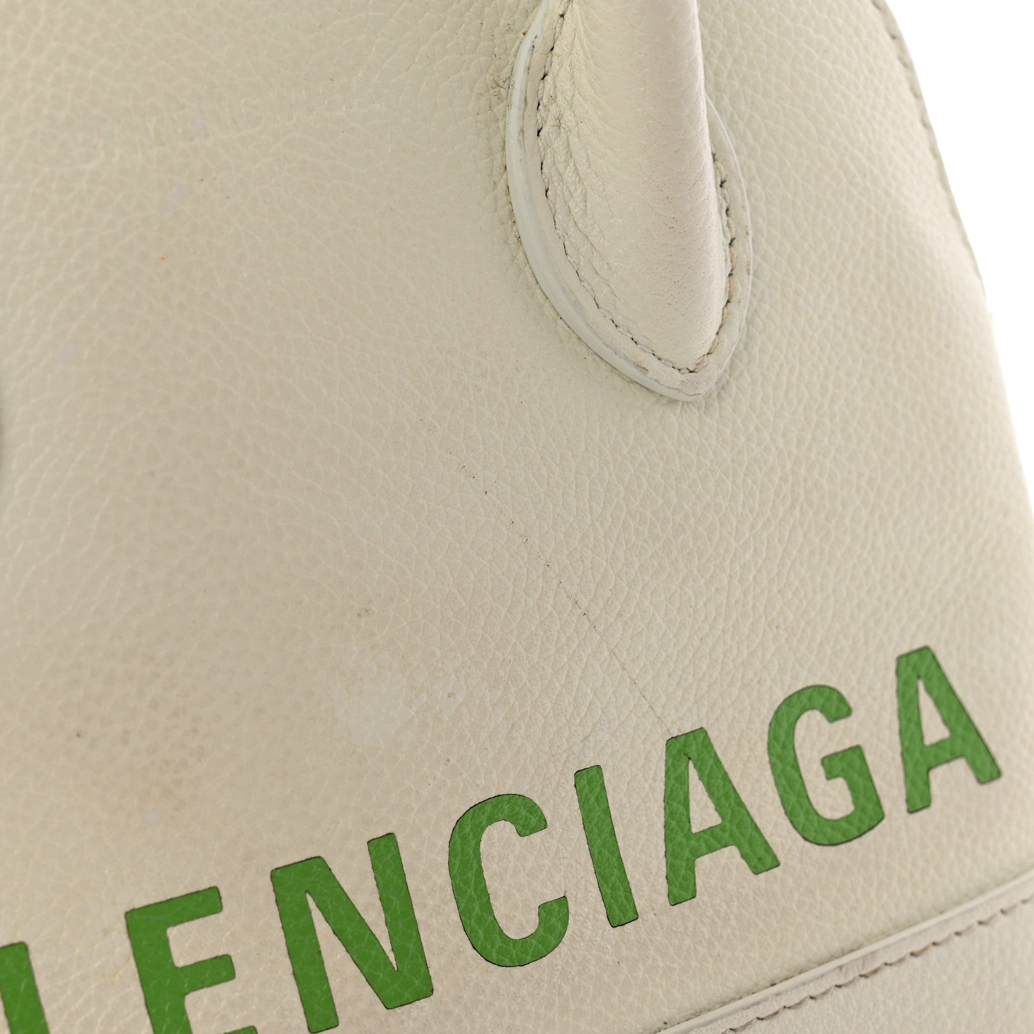 Balenciaga Grained Calfskin Logo XXS Ville Top Handle Bag White Light Green 10 of 14