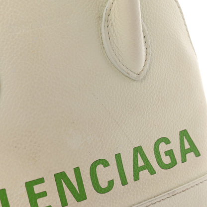 Balenciaga Grained Calfskin Logo XXS Ville Top Handle Bag White Light Green 10 of 14