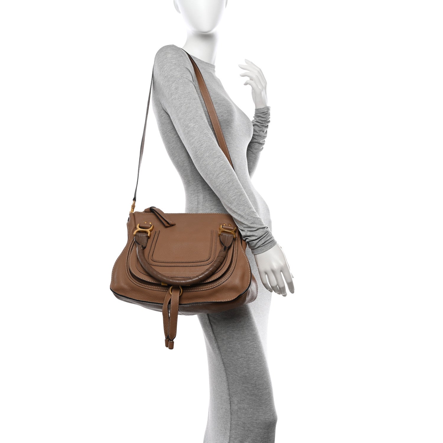 Chloe Calfskin Medium Marcie Satchel Desert Taupe 2 of 13