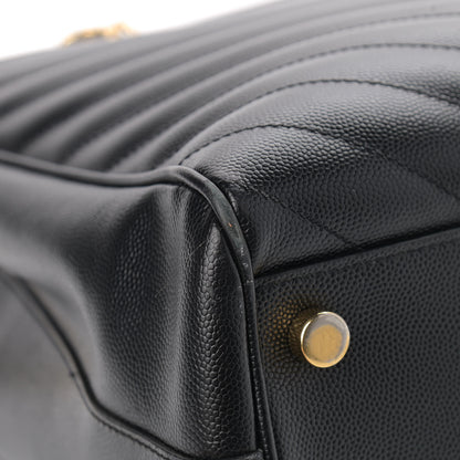 Saint Laurent Grain De Poudre Matelasse Chevron Monogram Shopping Bag Black 18 of 20