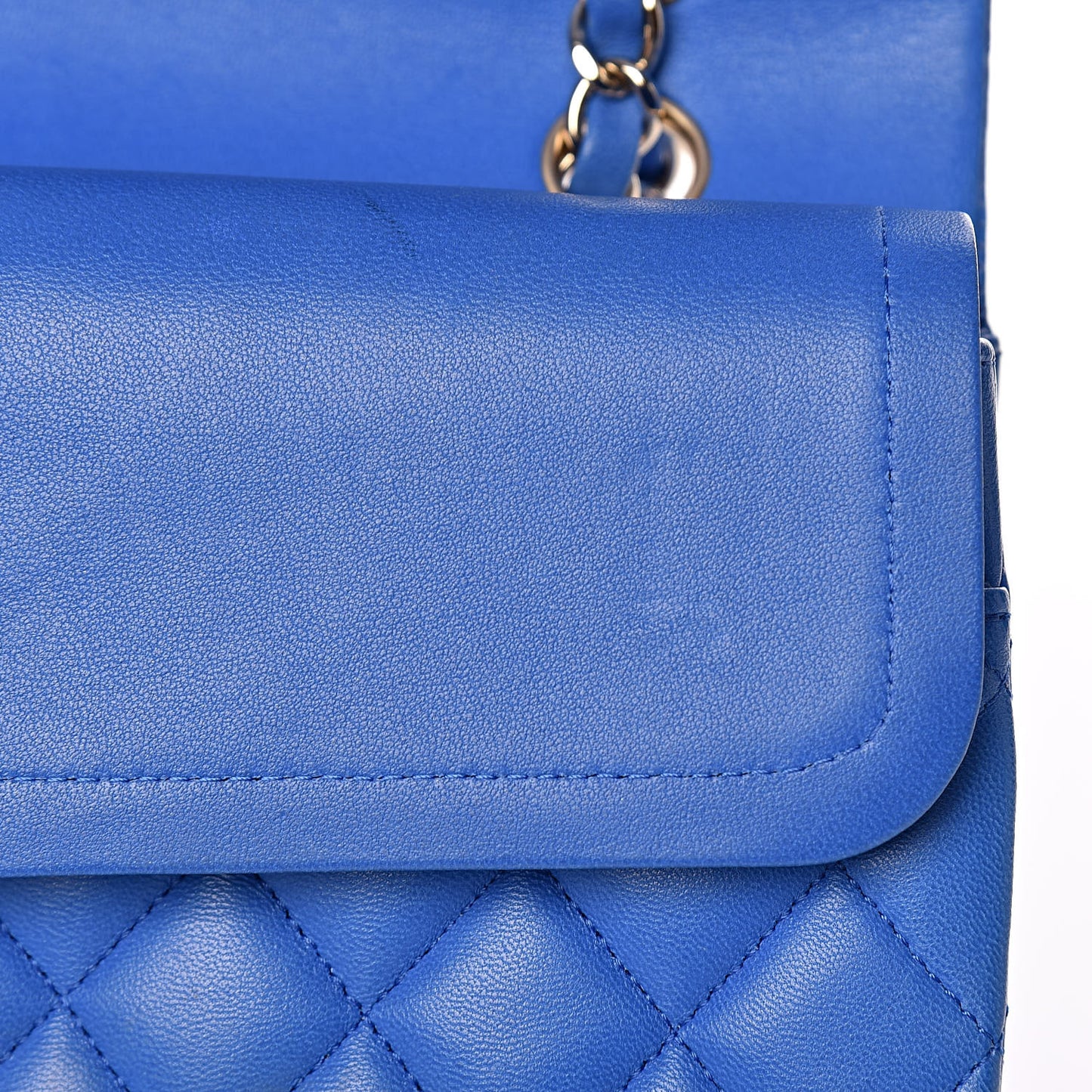 Lambskin Quilted Medium Double Flap Blue