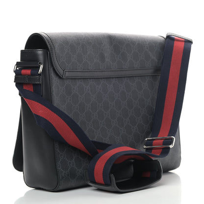 Gucci GG Supreme Monogram Web Flap Messenger Bag Black Grey 3 of 16