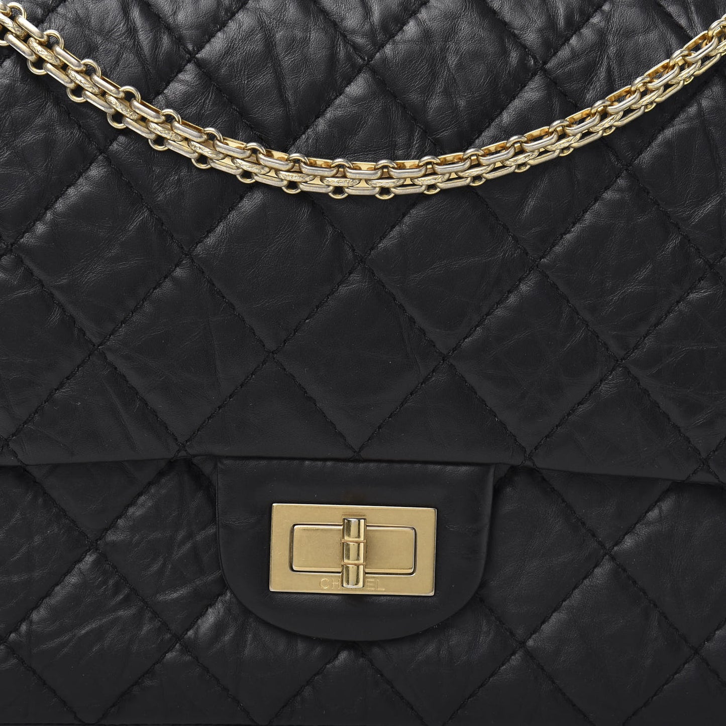 Aged Calfskin Quilted 2.55 Reissue 227 Flap Black