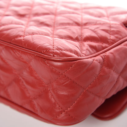 Chanel Crumpled Calfskin Quilted Medium Casual Rock Flap Red 15 of 22