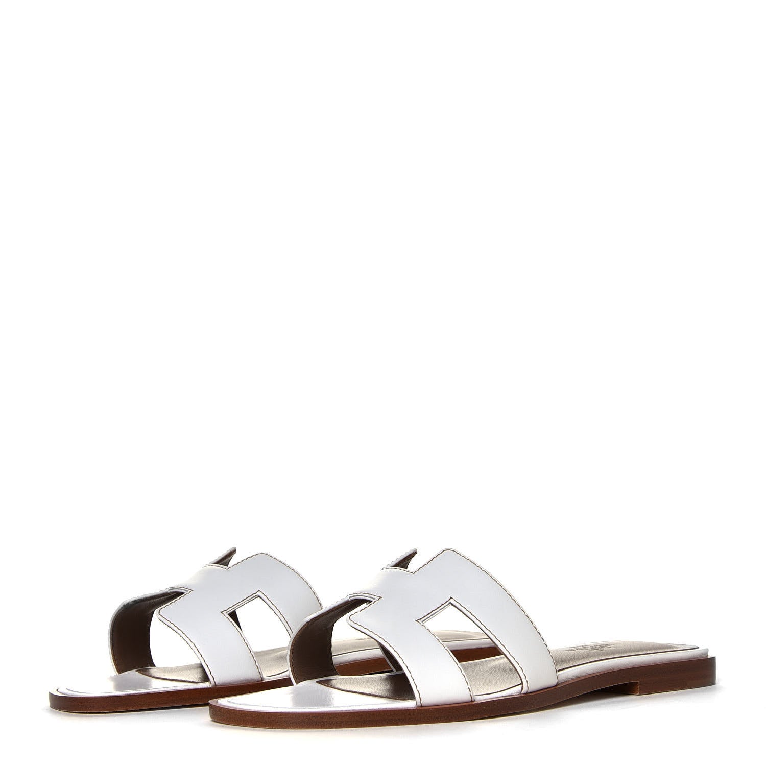 Hermes Box Calfskin Oran Sandals 36.5 White 3 of 6