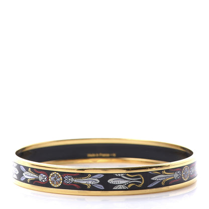 Hermes Enamel Printed Narrow Dreamcatchers Bracelet 70 Black 1 of 5