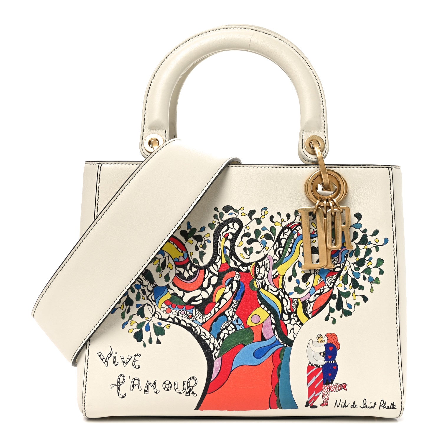 Christian Dior Calfskin Niki De Saint Phalle Medium Supple Lady Dior Off White 1 of 11