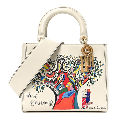 Christian Dior Calfskin Niki De Saint Phalle Medium Supple Lady Dior Off White 1 of 11