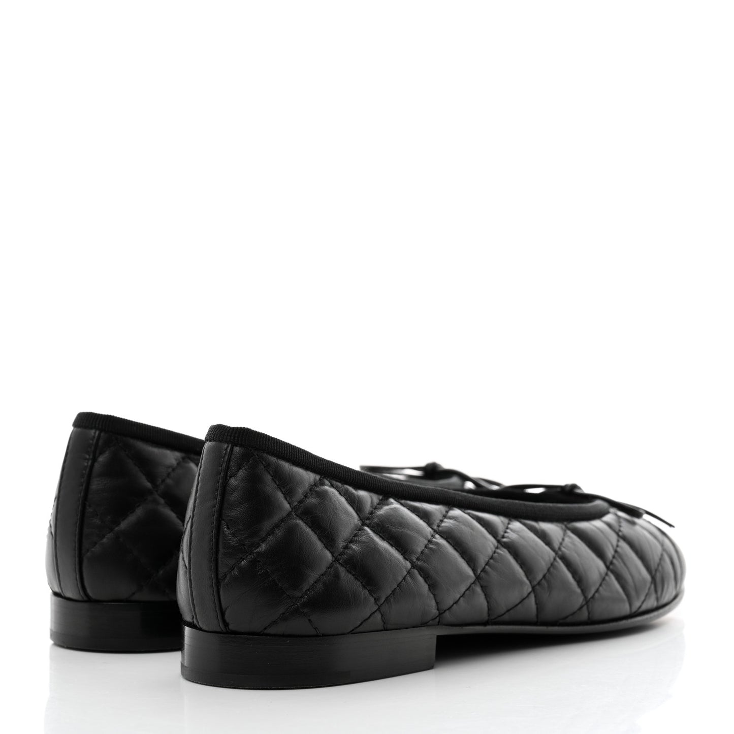 Aged Calfskin Quilted CC Cap Toe Ballerina Flats 38.5 Black