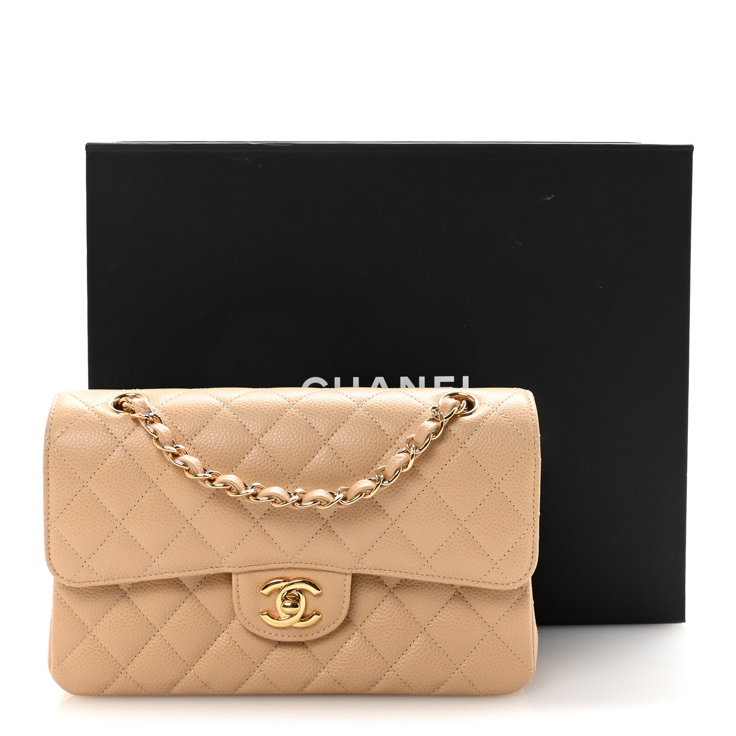 Chanel Caviar Quilted Small Double Flap Beige 11 of 11