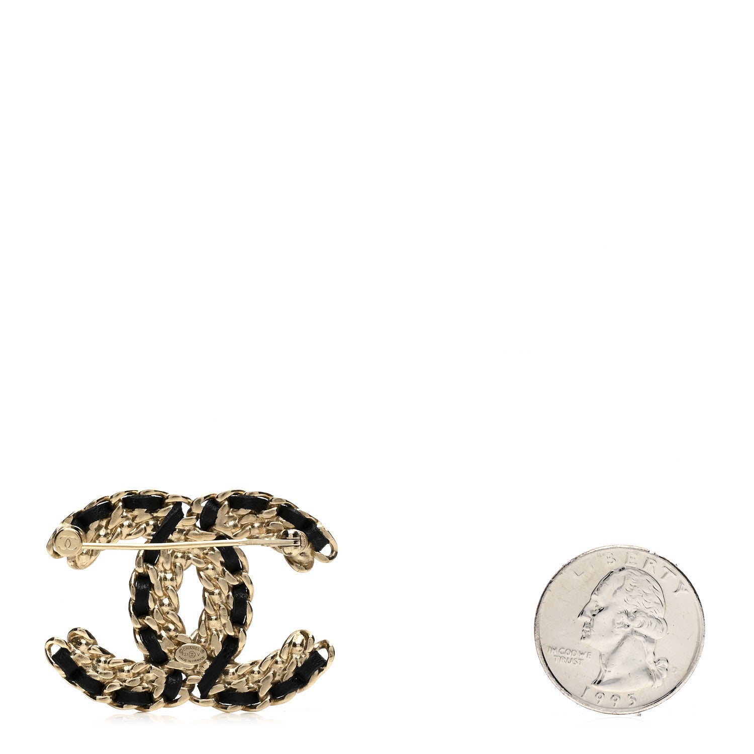 Chanel Lambskin Crystal Vintage Allure CC Chain Brooch Black Gold 2 of 3