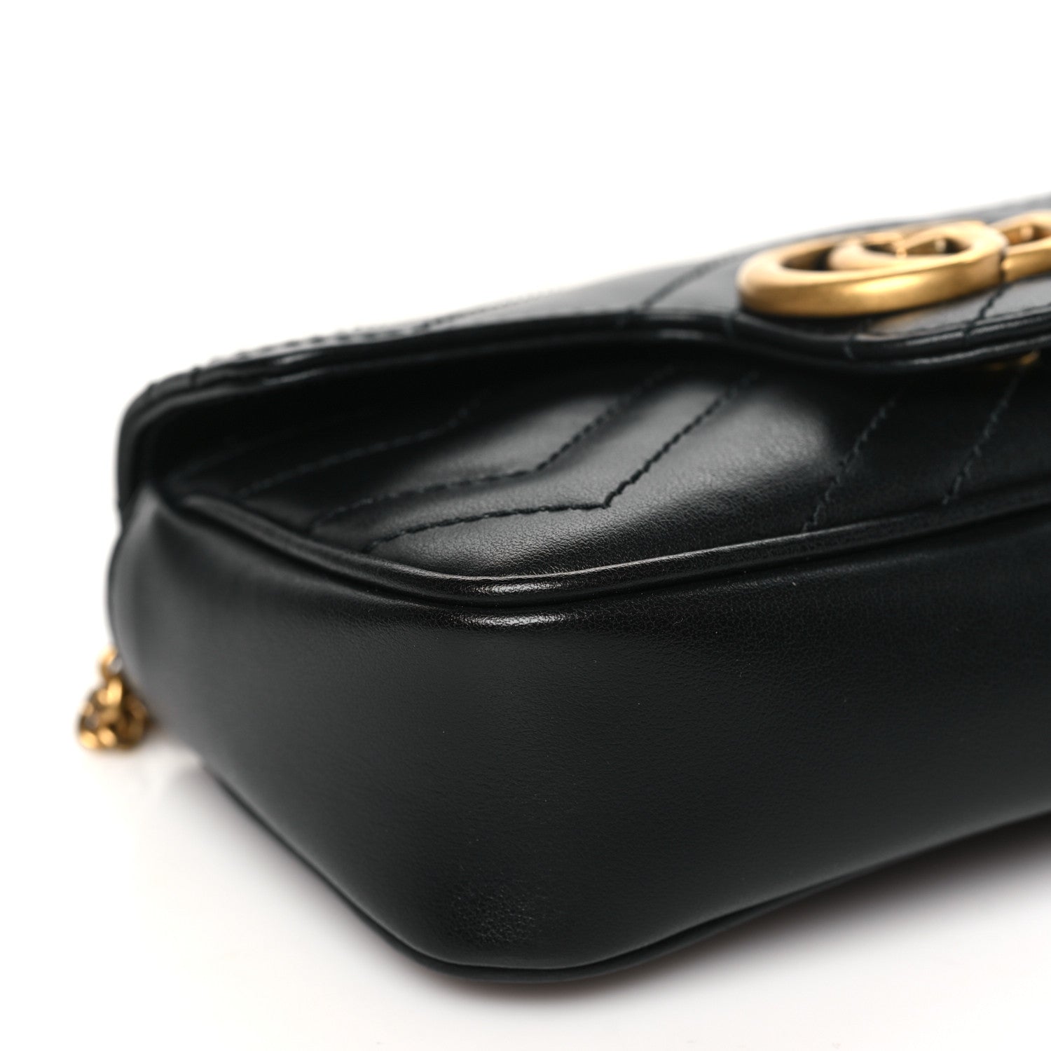 Gucci Calfskin Matelasse Super Mini GG Marmont Shoulder Bag Black 9 of 11