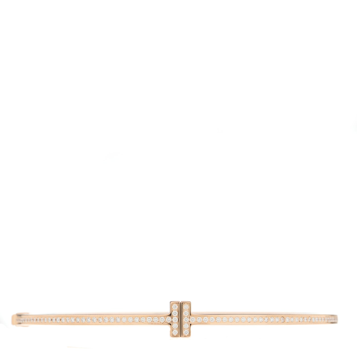 18K Rose Gold Diamond T Hinged Wire Bangle Bracelet