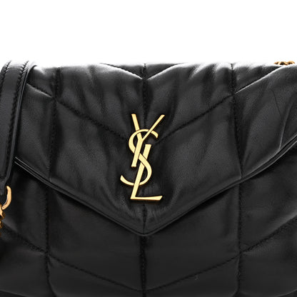 Saint Laurent Lambskin Quilted Toy Loulou Puffer Monogram Chain Satchel Black 9 of 11