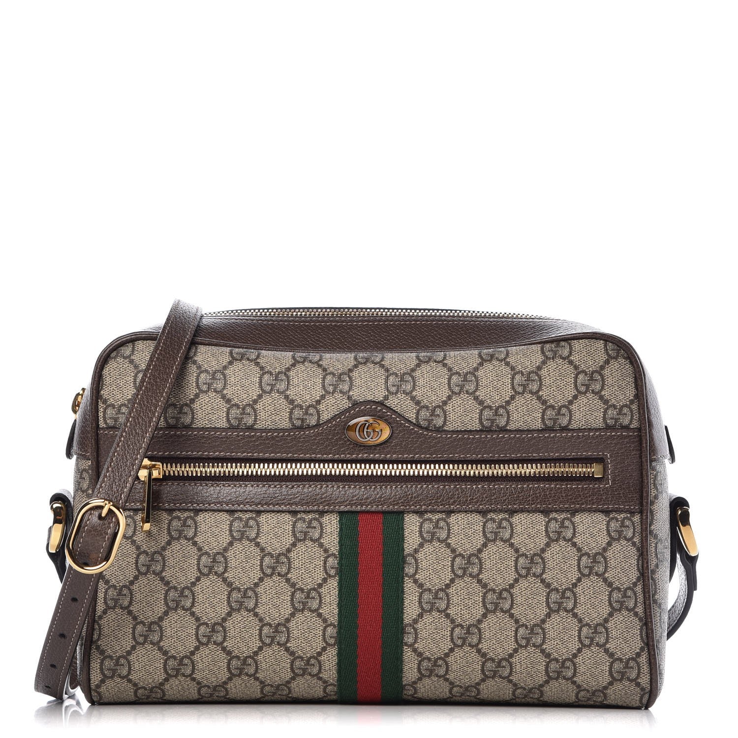 Gucci GG Supreme Monogram Web Small Ophidia Shoulder Bag Brown 1 of 7