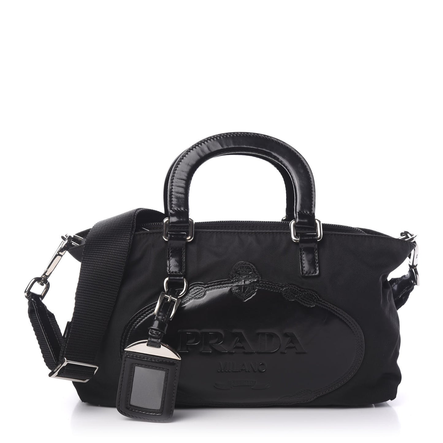 Tessuto Nylon Spazzolato Logo Tote Black