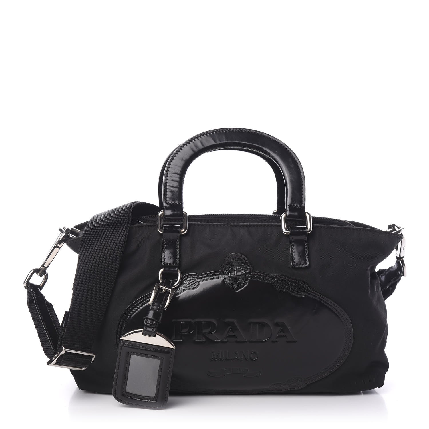 Prada Tessuto Nylon Spazzolato Logo Tote Black 1 of 11