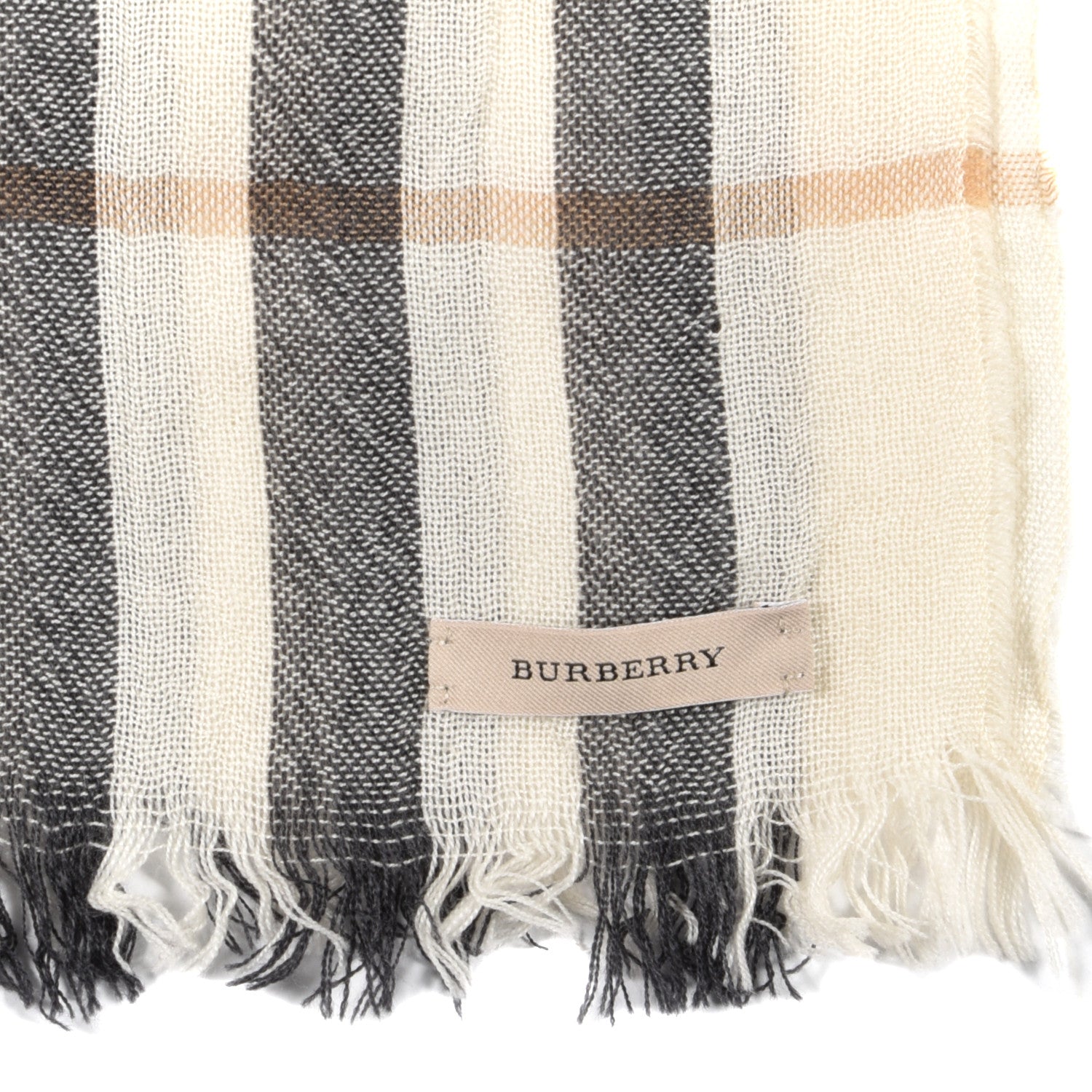 Burberry Wool Silk Gauze Giant Check Lightweight Scarf Stone 4 of 4
