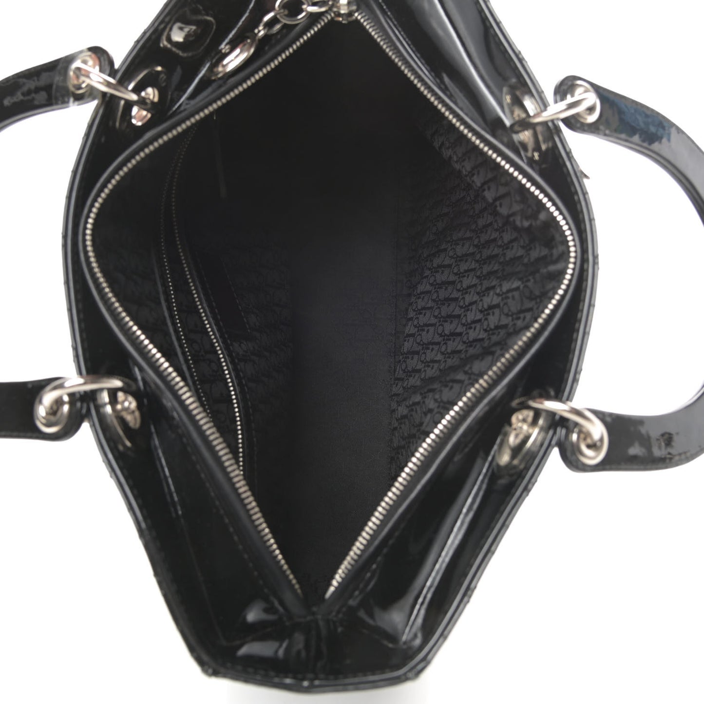 Patent Cannage Large Lady Dior Black