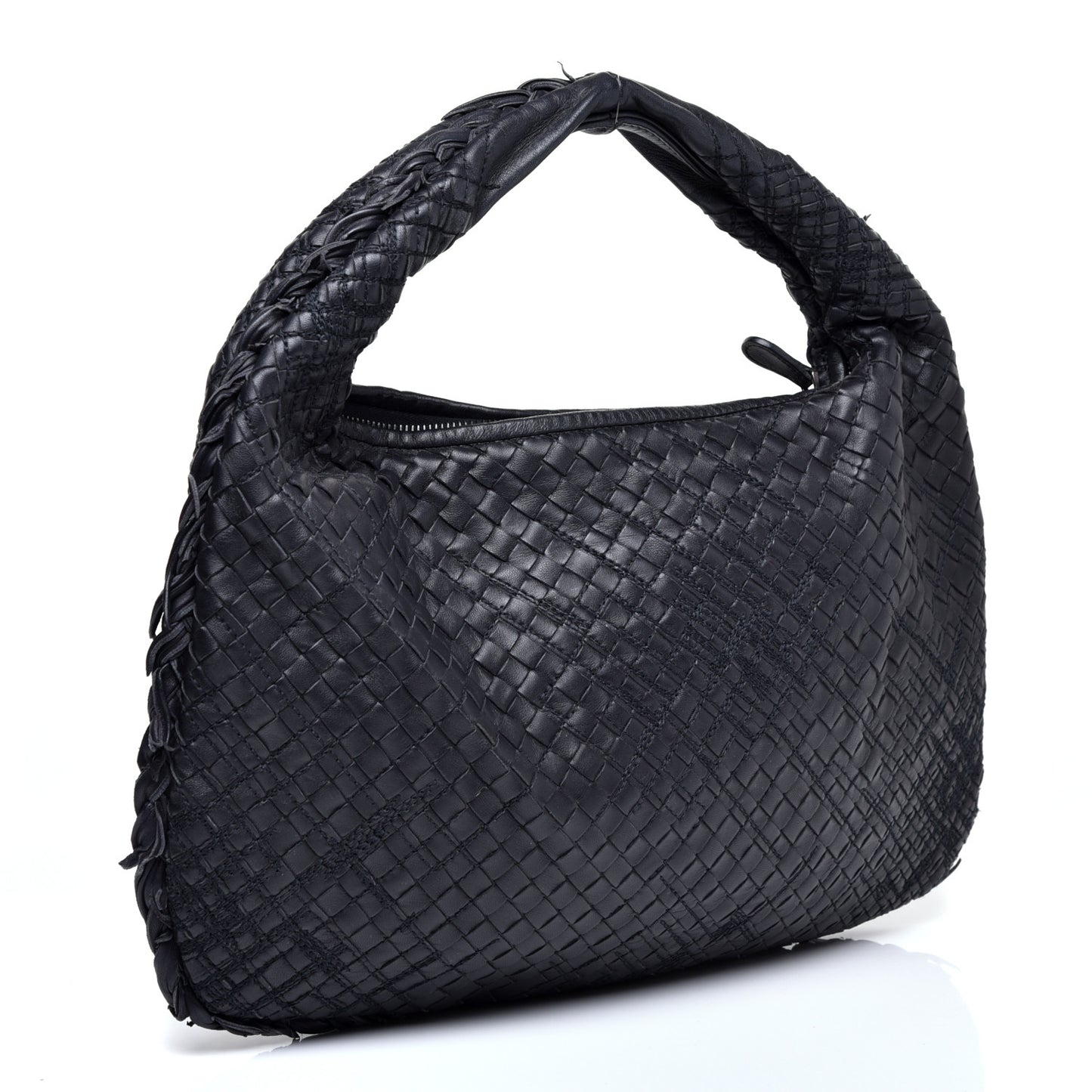 Nappa Intrecciato Fuzzy Medium Veneta Hobo Black
