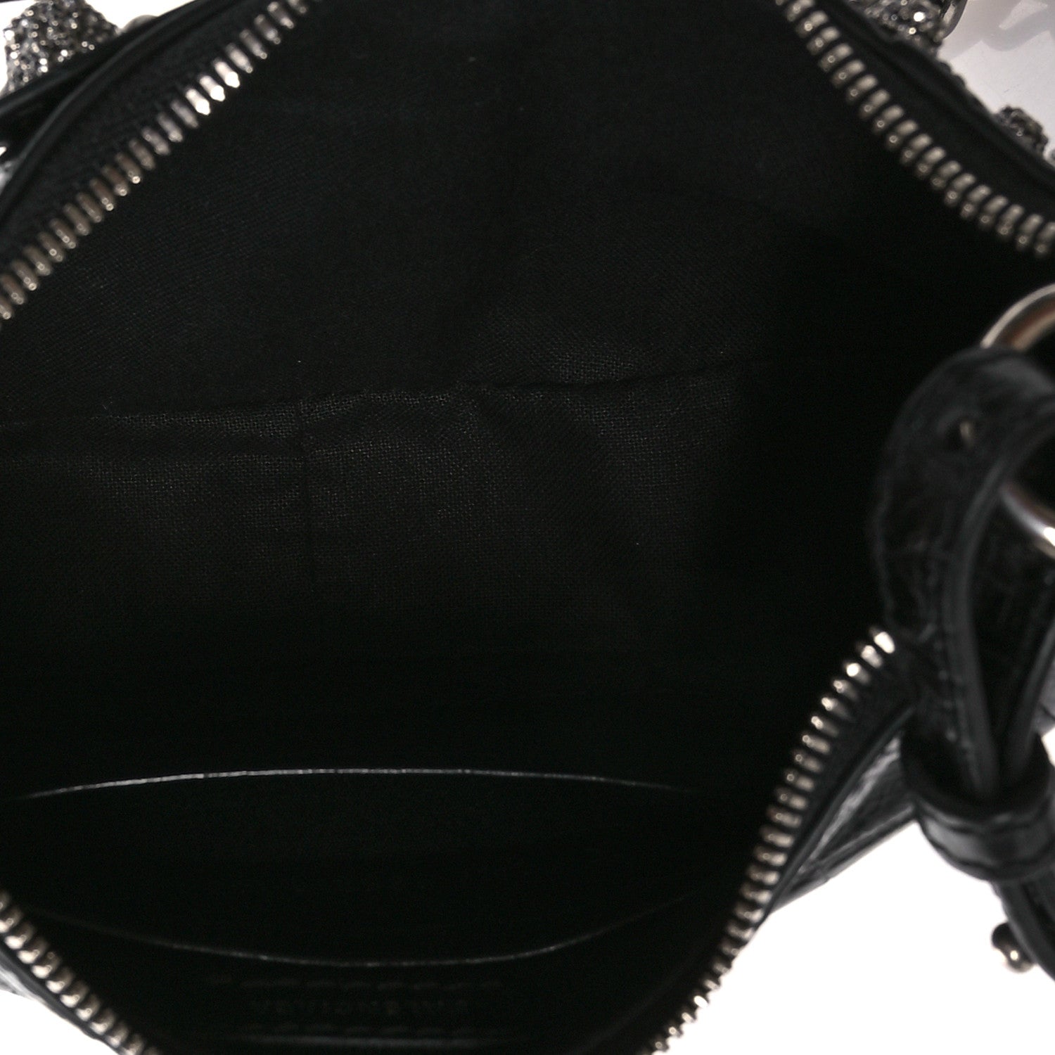 Balenciaga Extra Supple Calfskin Crocodile Embossed Crystal Le Cagole Mini Purse With Chain Black 5 of 10