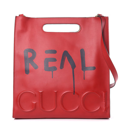 Gucci Calfskin GucciGhost Real Medium XL Tote Hibiscus Red 1 of 16