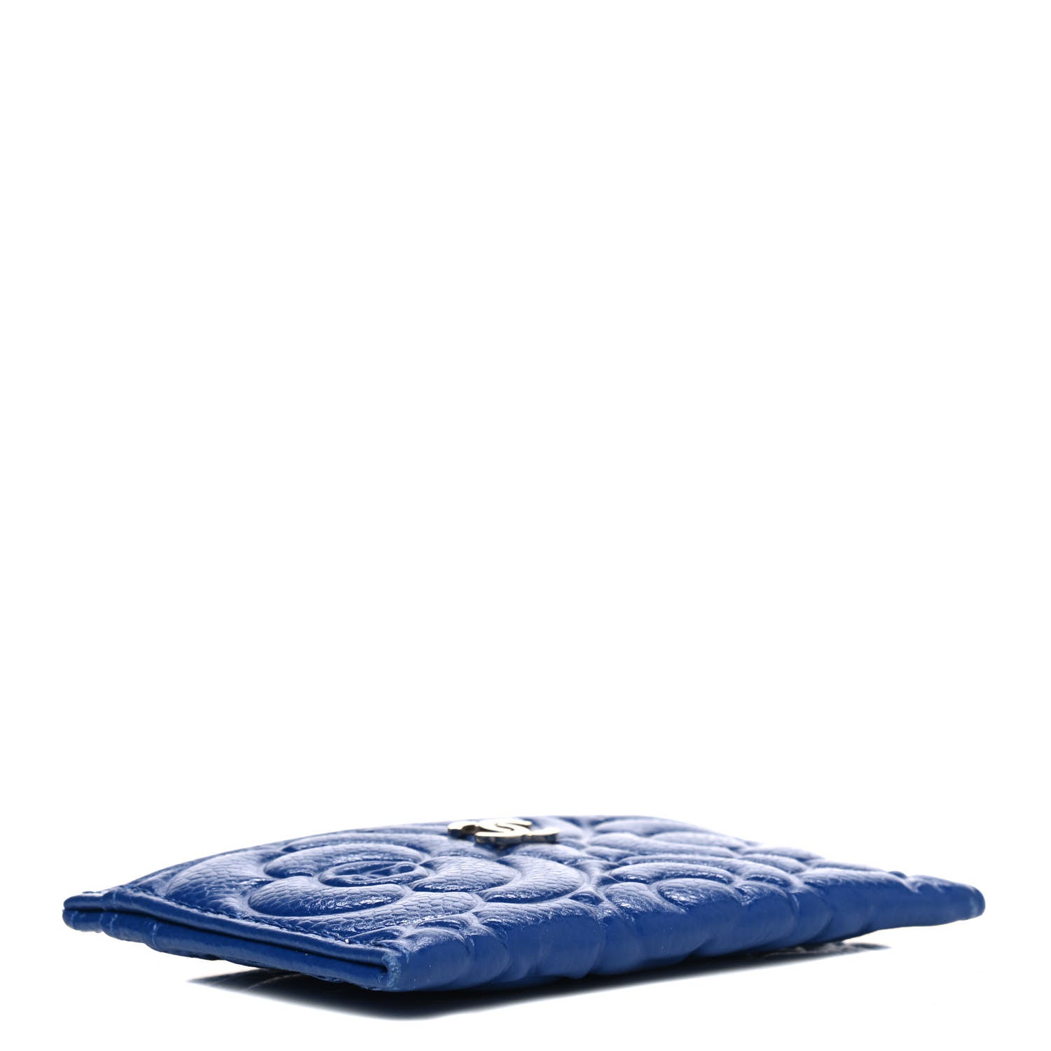 Chanel Caviar Camellia Embossed Card Holder Blue 3 of 4