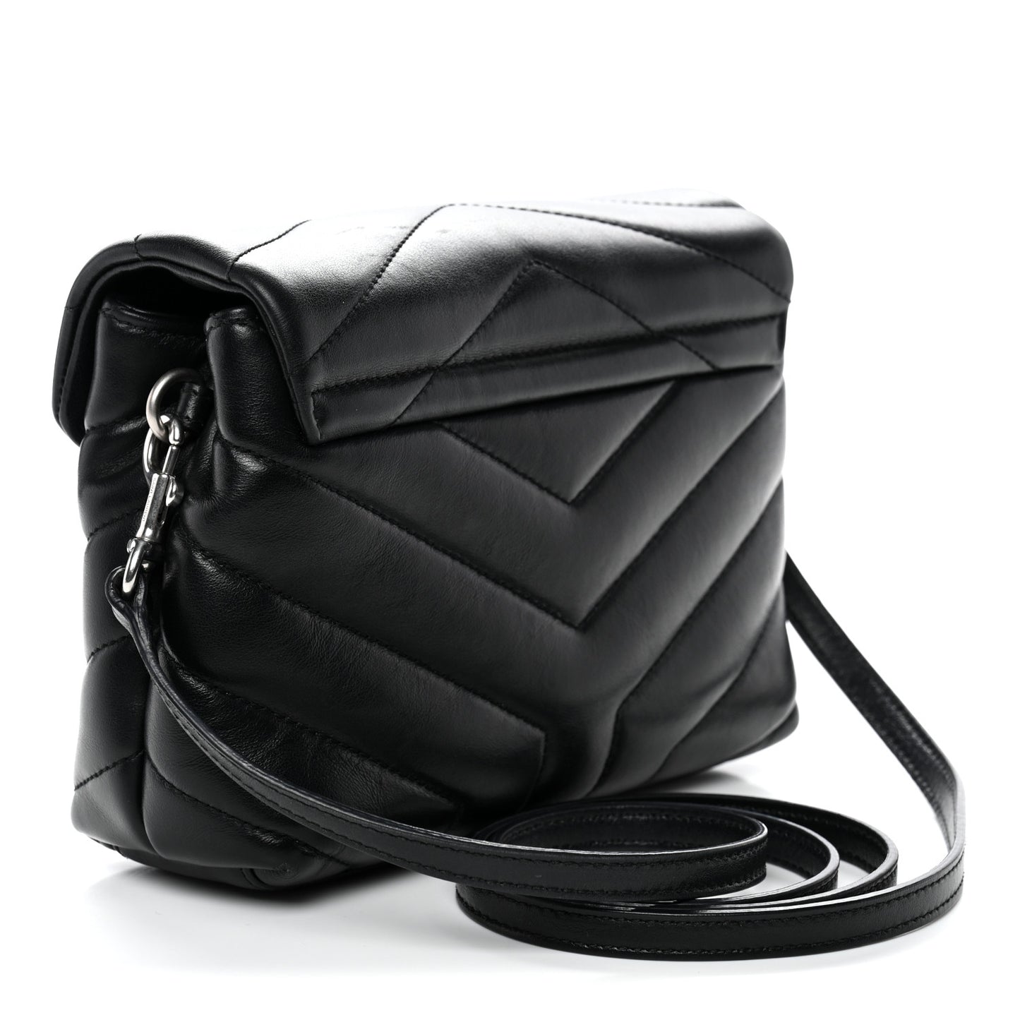 Calfskin Y Quilted Monogram Toy Loulou Crossbody Bag Black